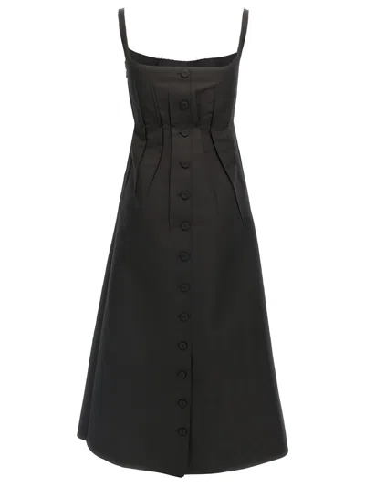 Marni Trapeze Midi Dress With Structured Bustier In Black