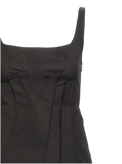Marni Trapeze Midi Dress With Structured Bustier In Black