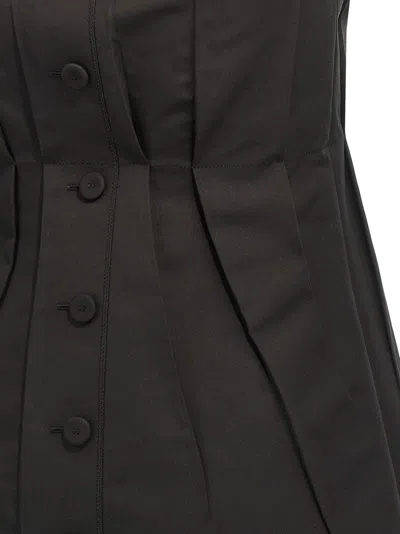Marni Trapeze Midi Dress With Structured Bustier In Black