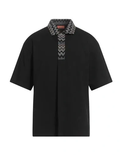 Missoni Poloshirt Aus Baumwolljersey Mit Chevron-strickeinsätzen