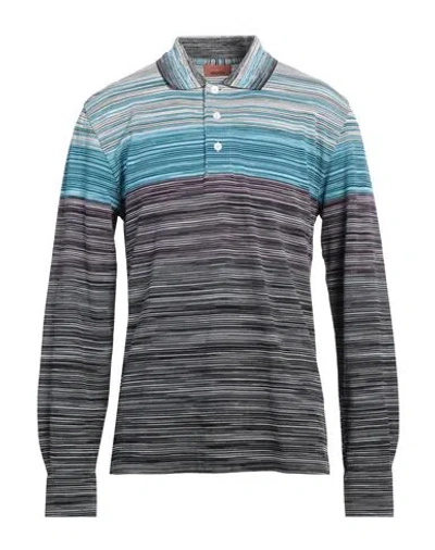 Missoni Man Polo Shirt Turquoise Size Xxl Cotton In Blue