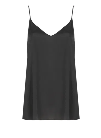 Antonelli 'abe' Black Sleeveless Top With Spaghetti Straps And V Neck