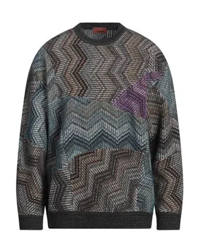 Missoni Man Sweater Dark Brown Size L Viscose, Wool, Metallic Fiber