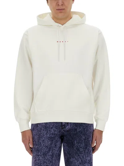 Marni Blue Hoodie With Logo On Chest For Men