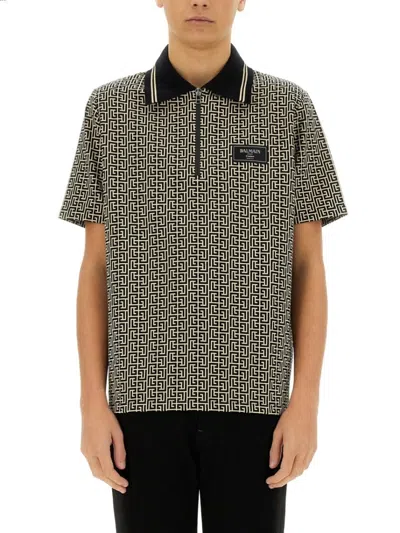 Balmain Labyrinth Polo Shirt With Jacquard Effect