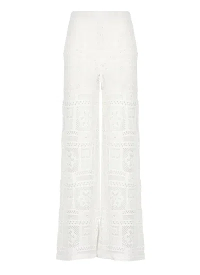D Exterior White Cotton Pants In White