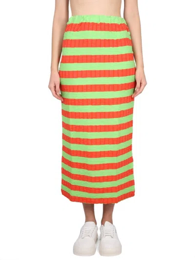 Sunnei Curled Striped Midi Skirt
