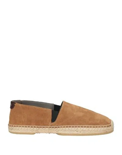 Sergio Rossi Man Espadrilles Camel Size 9 Leather