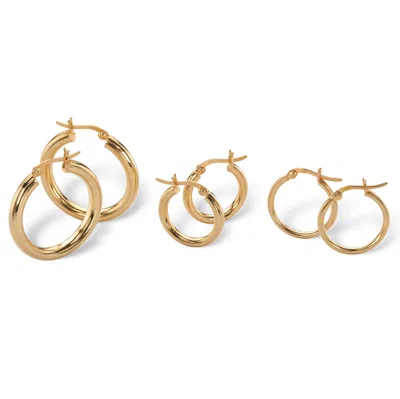 Palm Beach Jewelry 3-pair Set 18k Gold-plated Sterling Silver Polished Hoop Earrings