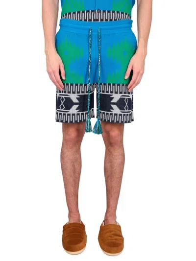 Alanui Piquet Cotton Icon Shorts With Geometric Motif