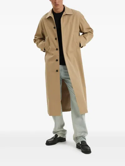 1989 Studio Solid Color Trench Coat With Hidden Buttoning In Brown