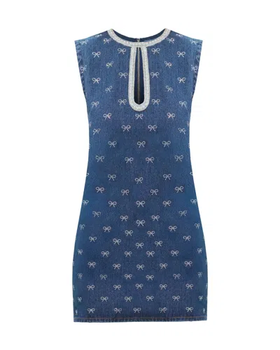 Self-portrait Denim Dress With Applications