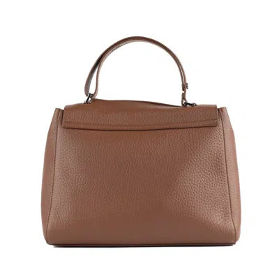 Orciani Sveva Soft Medium Leather Shoulder Bag With Carob Shoulder Strap