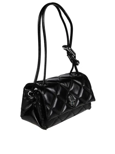 Marc Jacobs The Mini Dual Black Diamond-quilted Crossbody Bag With Top Handle In Leather Woman In Black