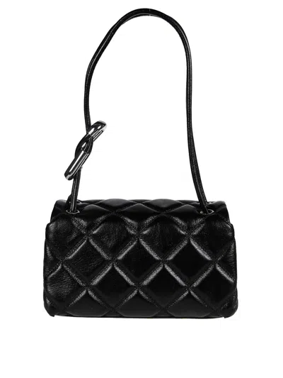 Marc Jacobs The Mini Dual Black Diamond-quilted Crossbody Bag With Top Handle In Leather Woman In Black