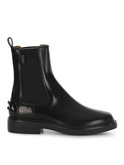 Tod's 20mm Brushed Leather Ankle Boots In Black