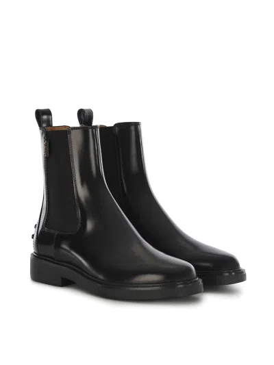 Tod's 20mm Brushed Leather Ankle Boots In Black