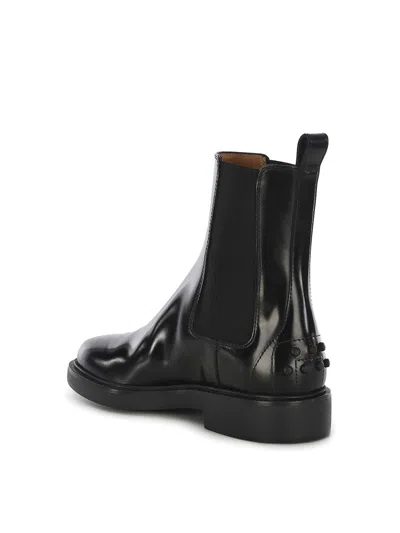 Tod's 20mm Brushed Leather Ankle Boots In Black