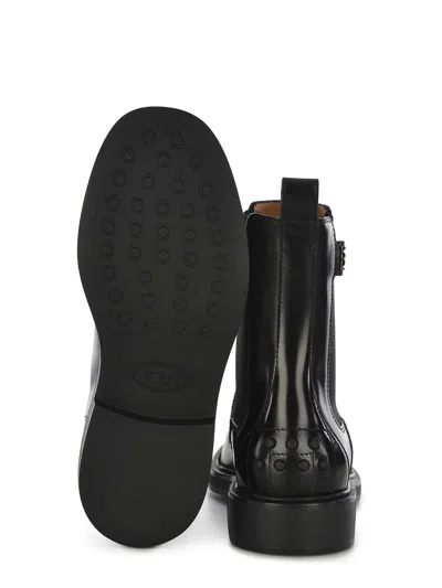 Tod's 20mm Brushed Leather Ankle Boots In Black