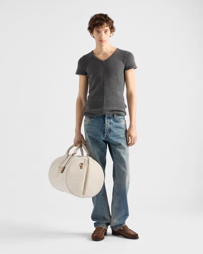 Prada Distressed Straight Jeans In Blue