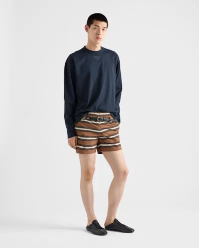 Prada Striped Swim Trunks