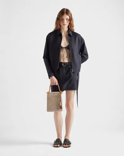 Prada Minigonna In Misto Mohair Blu Notte  Donna