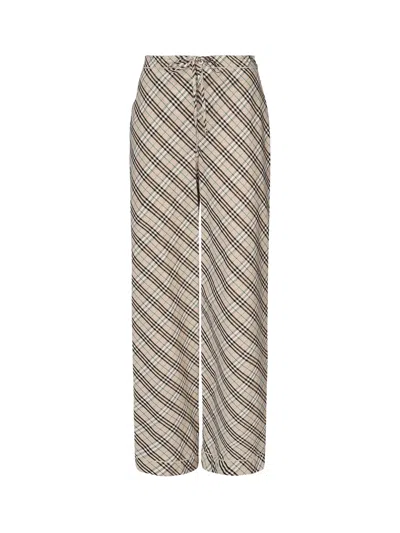 Burberry Womens Straight-leg Check Cotton Trousers Husk Ip Check