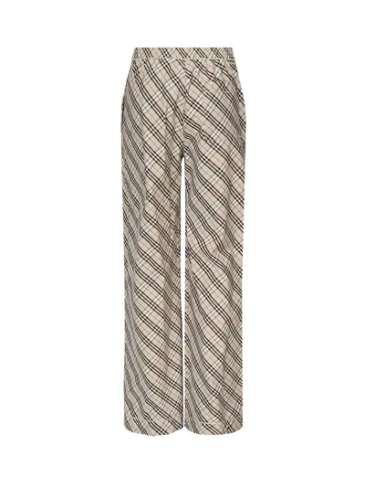 Burberry Womens Straight-leg Check Cotton Trousers Husk Ip Check