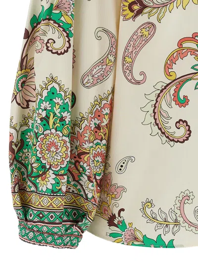 Etro Multicolor Blouse With V-neck And All-over Floral Print In Cotton Woman