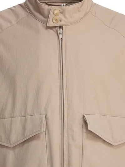 Kaptain Sunshine Beige Cotton Jacket With Snap-button Collar In Brown