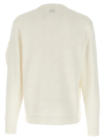 C.p. Company 'diagonal Raised' White Sweatshirt With Lens Motif On The Arm