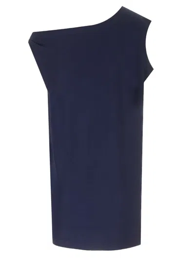 Norma Kamali Mini Dress With Dropped Shoulder Dresses Blue