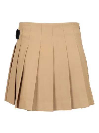 Dunst Beige Skirt With Adjustable Side Belt And Pleated Details