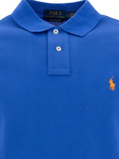 Polo Ralph Lauren Blue Polo Shirt With Logo Embroidery In Cotton Piquet Man