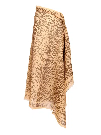 Zimmermann Printed Cotton Pareo Skirts Animalier In Brown