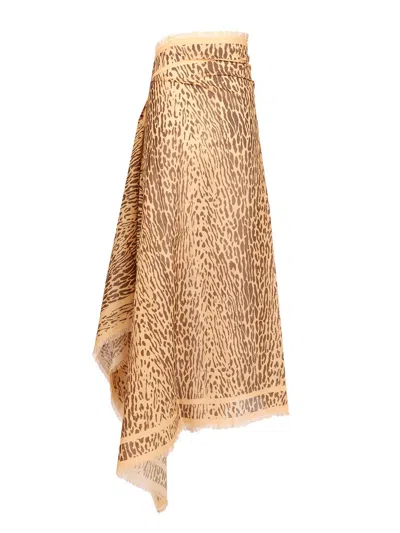 Zimmermann Printed Cotton Pareo Skirts Animalier In Brown