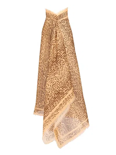 Zimmermann Printed Cotton Pareo Skirts Animalier In Brown