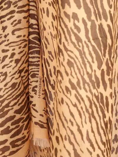 Zimmermann Printed Cotton Pareo Skirts Animalier In Brown