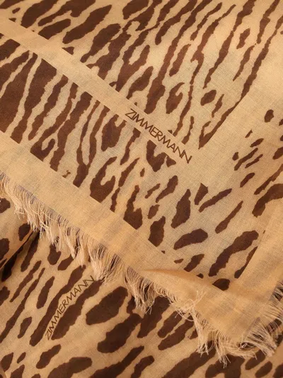 Zimmermann Printed Cotton Pareo Skirts Animalier In Brown