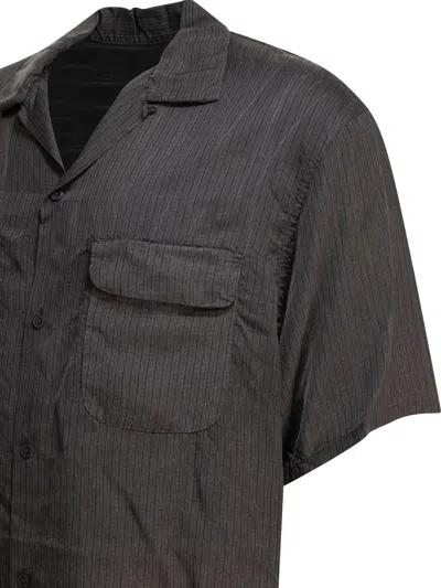 Kaptain Sunshine Relaxed Fit Short-sleeve Shirt With Vertical Stripe Texture In Black