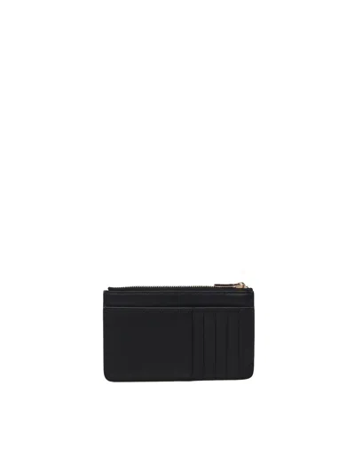 Dolce & Gabbana Black Calfskin Leather Zip Card Holder