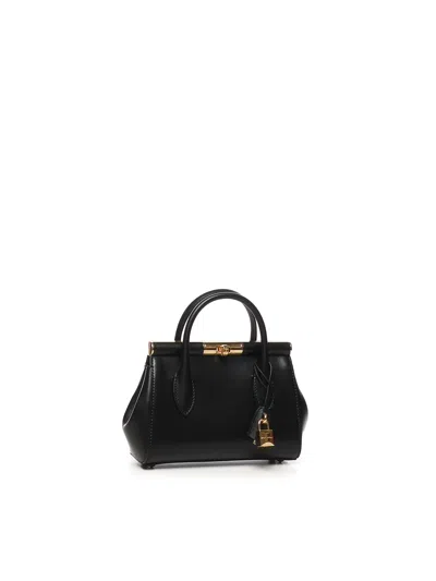 Dolce & Gabbana Marlene Palmellato Leather Handbag In Black