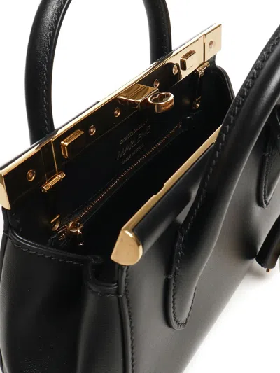 Dolce & Gabbana Marlene Palmellato Leather Handbag In Black