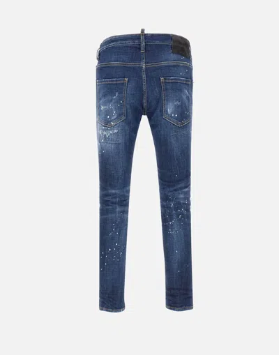 Dsquared2 Cool Gut Blue Jeans With Belt Loops And All-over Painted Details In Denim Man