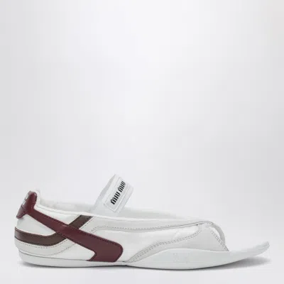 Miu Miu Fabric And Suede Gymnasium Ballet Flats In White