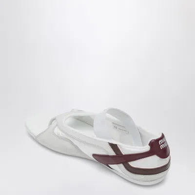 Miu Miu Fabric And Suede Gymnasium Ballet Flats In White
