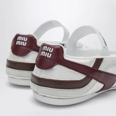 Miu Miu Fabric And Suede Gymnasium Ballet Flats In White