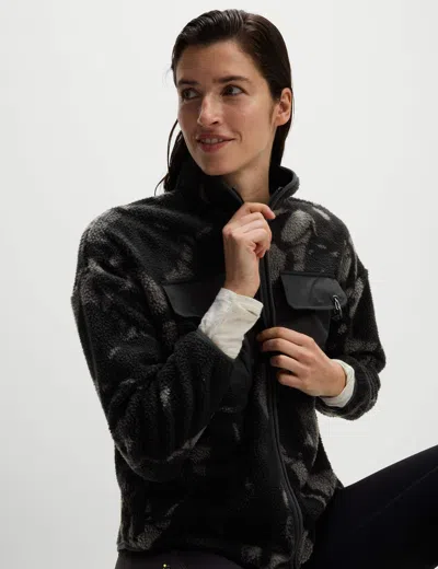 Goodmove Women's Borg Printed Funnel Neck Zip Up Fleece Jacket