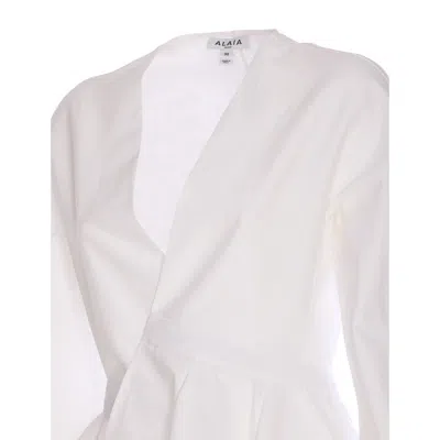 Alaïa Asym Belt Dress In Poplin