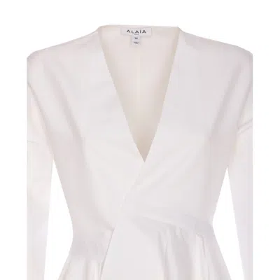 Alaïa Asym Belt Dress In Poplin